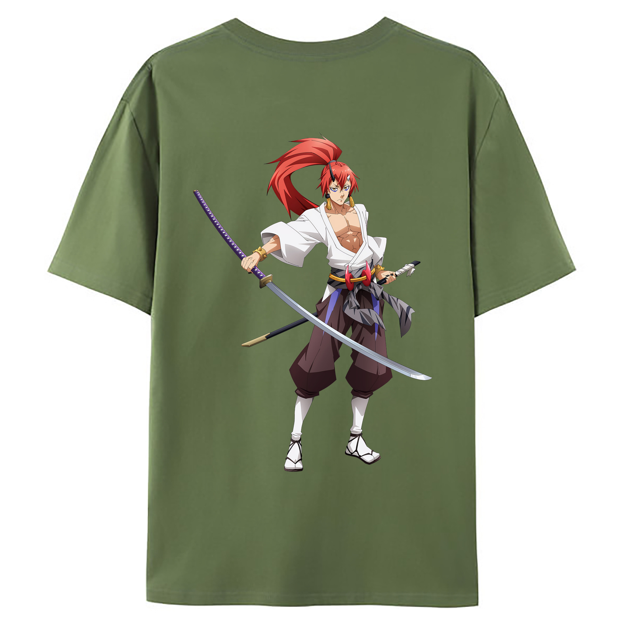 （画像用） 転スラ Regarding Reincarnated to Slime 綿100％ メンズ半袖Tシャツ（バックプリント） 通気性